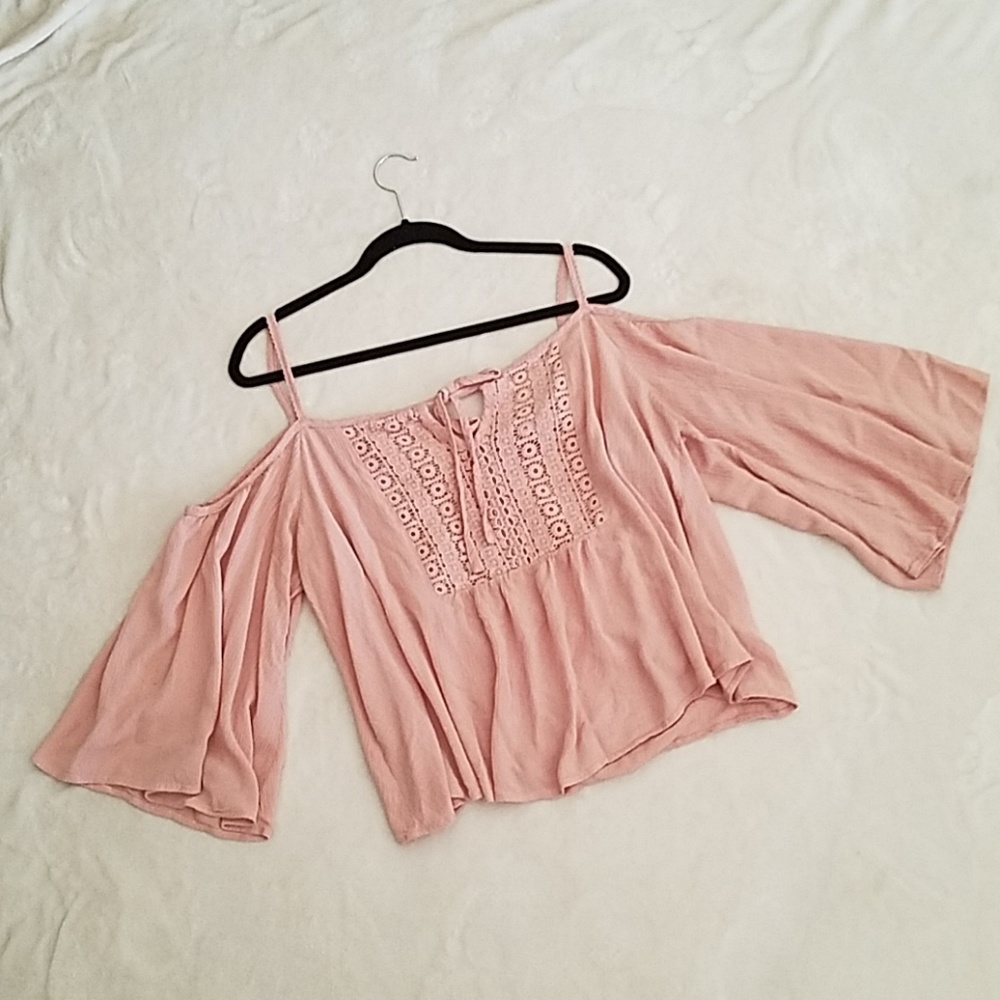 Forever 21+ Plus Sz.1X blush, off shoulder blouse